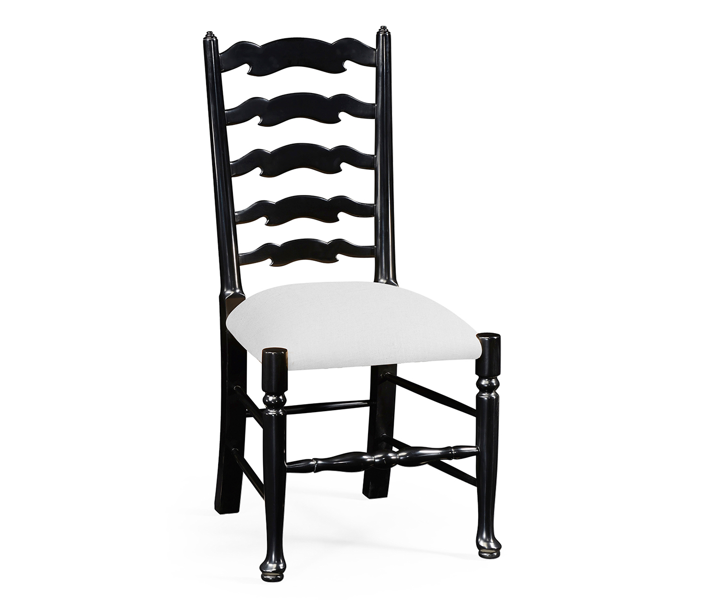 Traditional Ladderback Black Painted Dining Side Chair