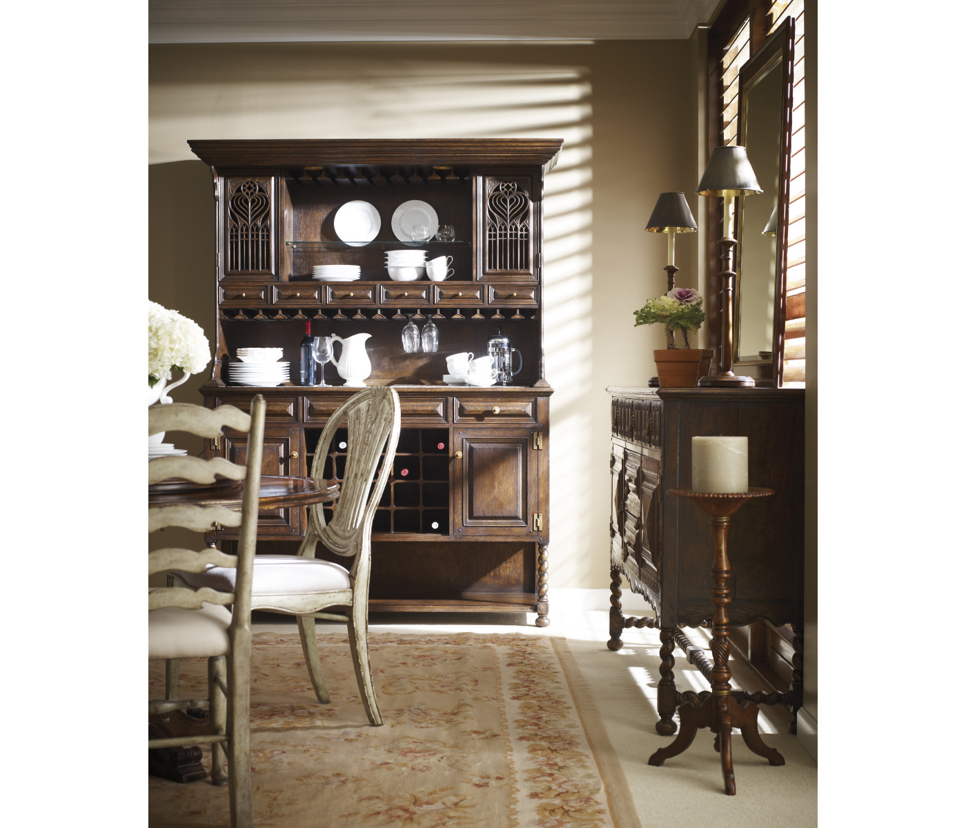 Traditional Ladderback White Painted Dining Side Chair