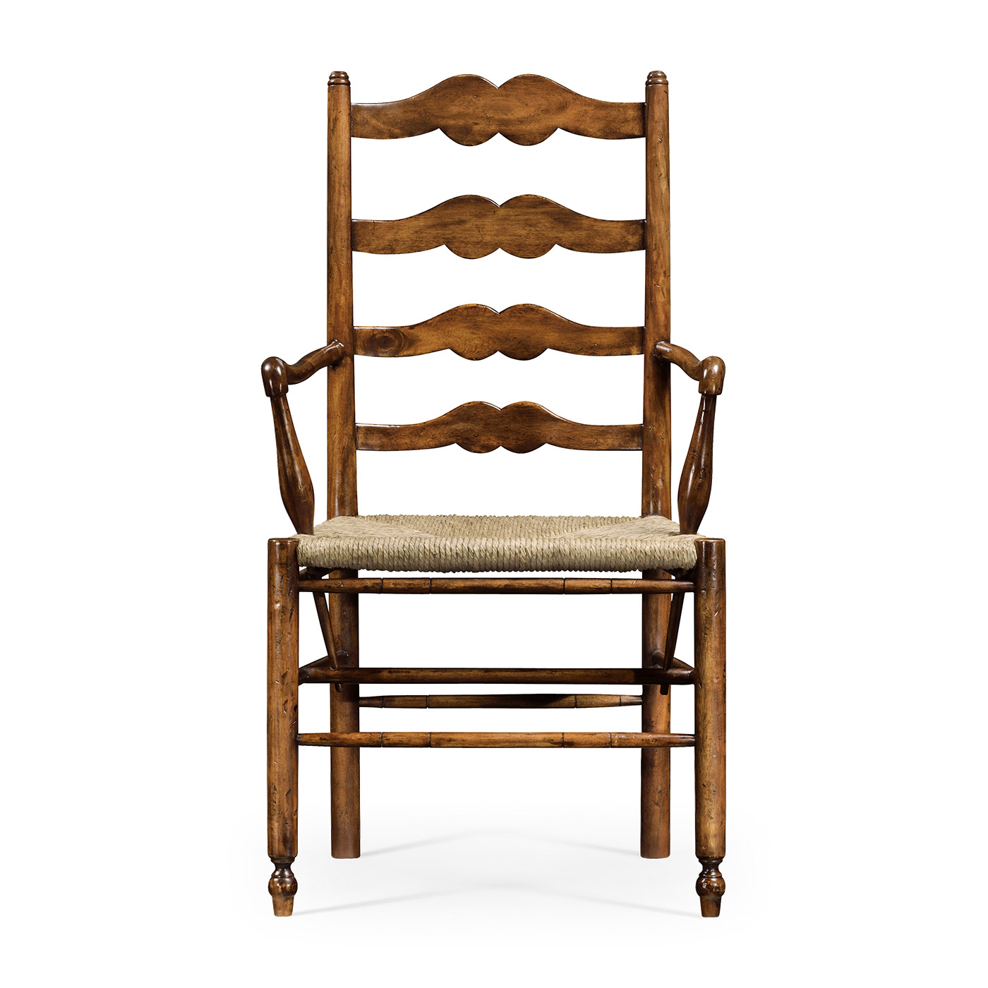 Ladder Back Country Arm Chair with Rushed Seat