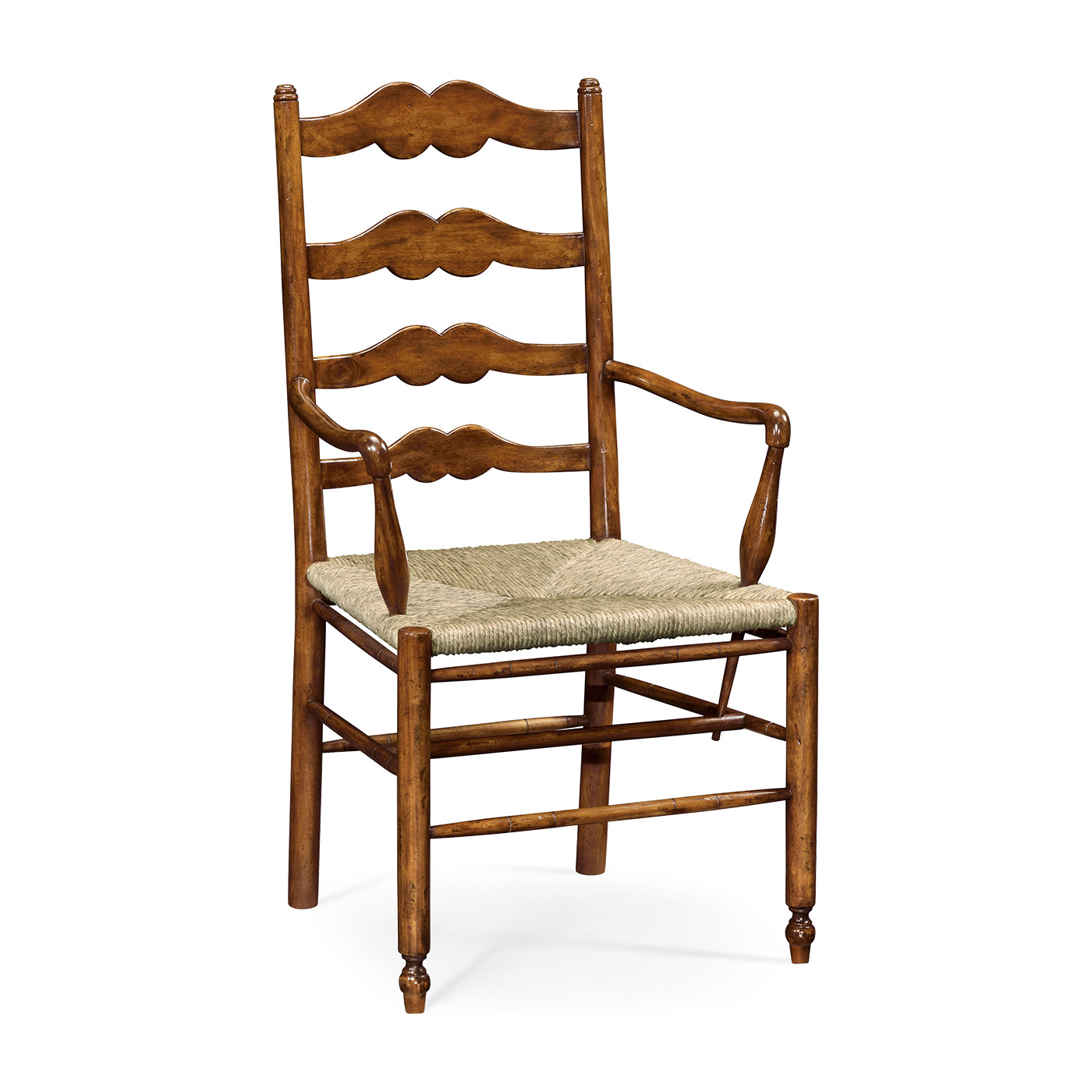 Ladder Back Country Arm Chair with Rushed Seat