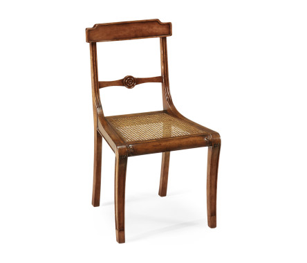 Regency walnut side chair with caned seat