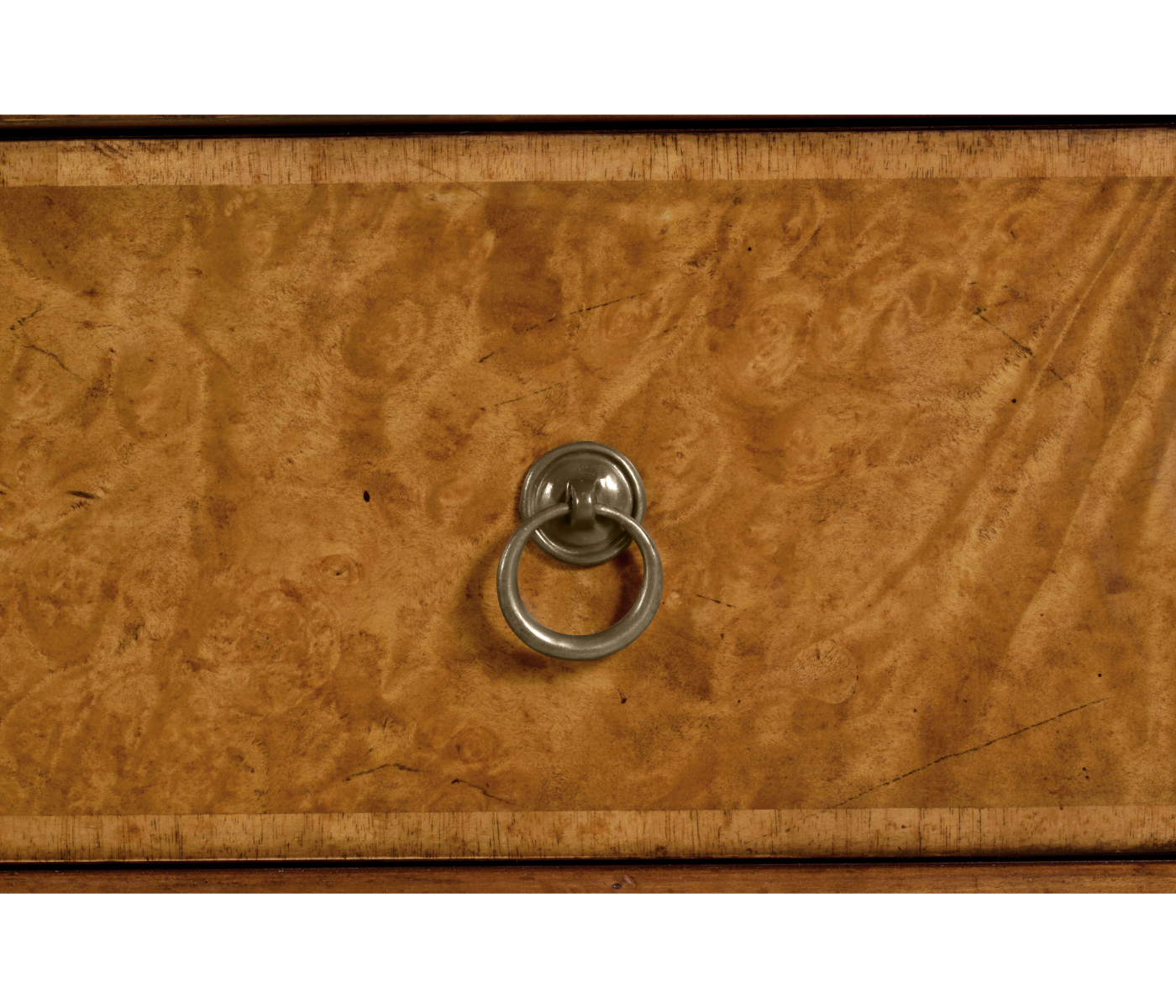 Bow front walnut chest of six drawers