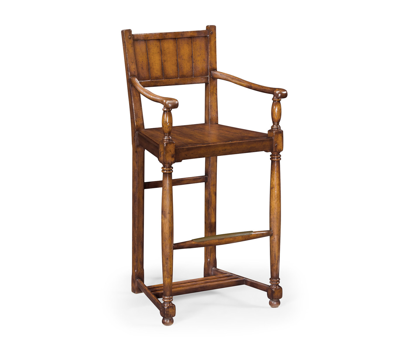 Planked Walnut Barstool with Baluster Legs (Arm)