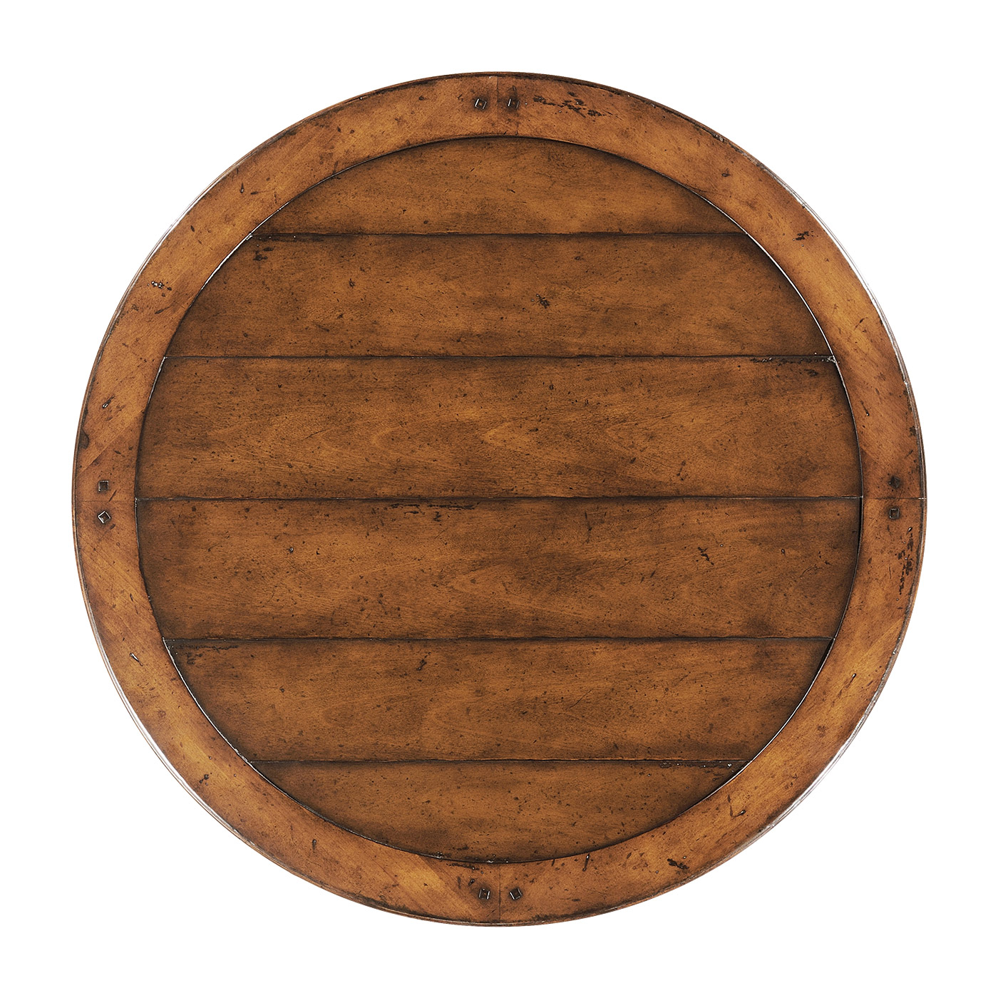 Round Walnut Planked Bar Table 36