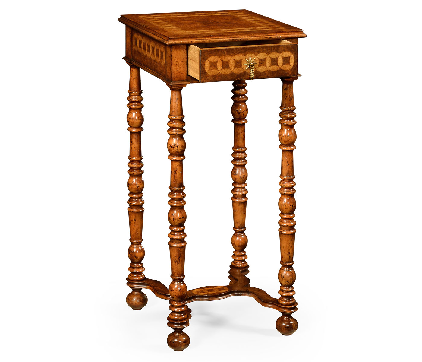 Rope twist walnut square side table (small)