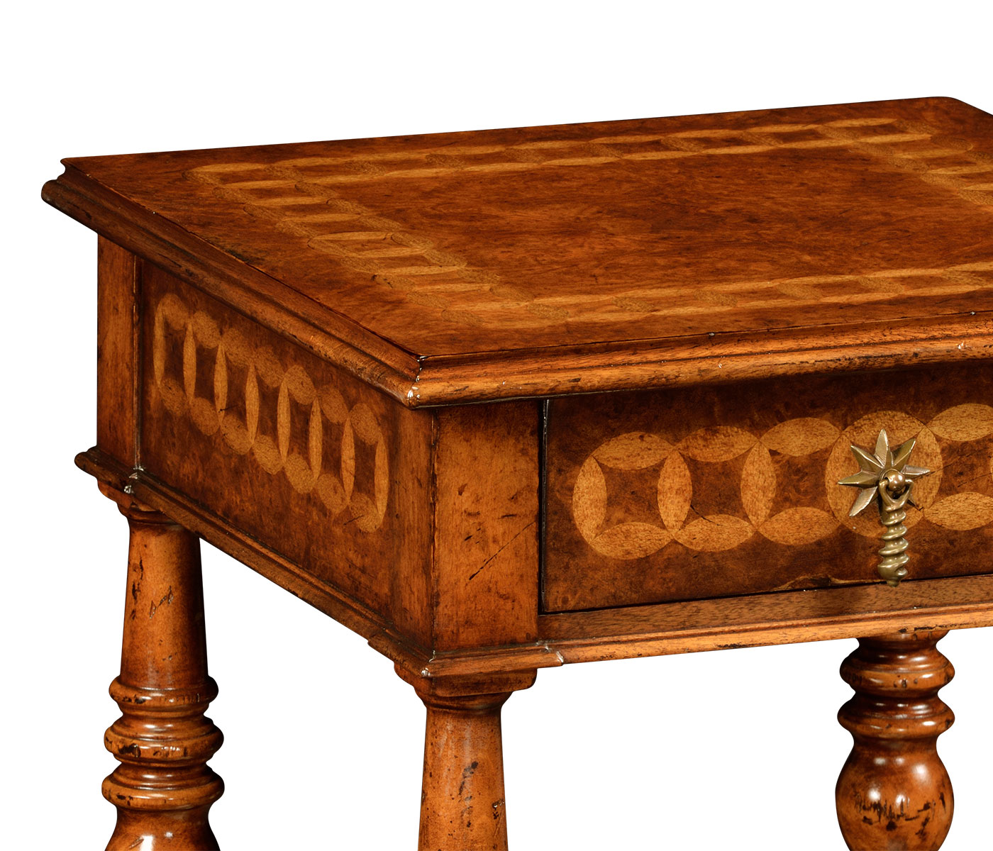 Rope twist walnut square side table (small)