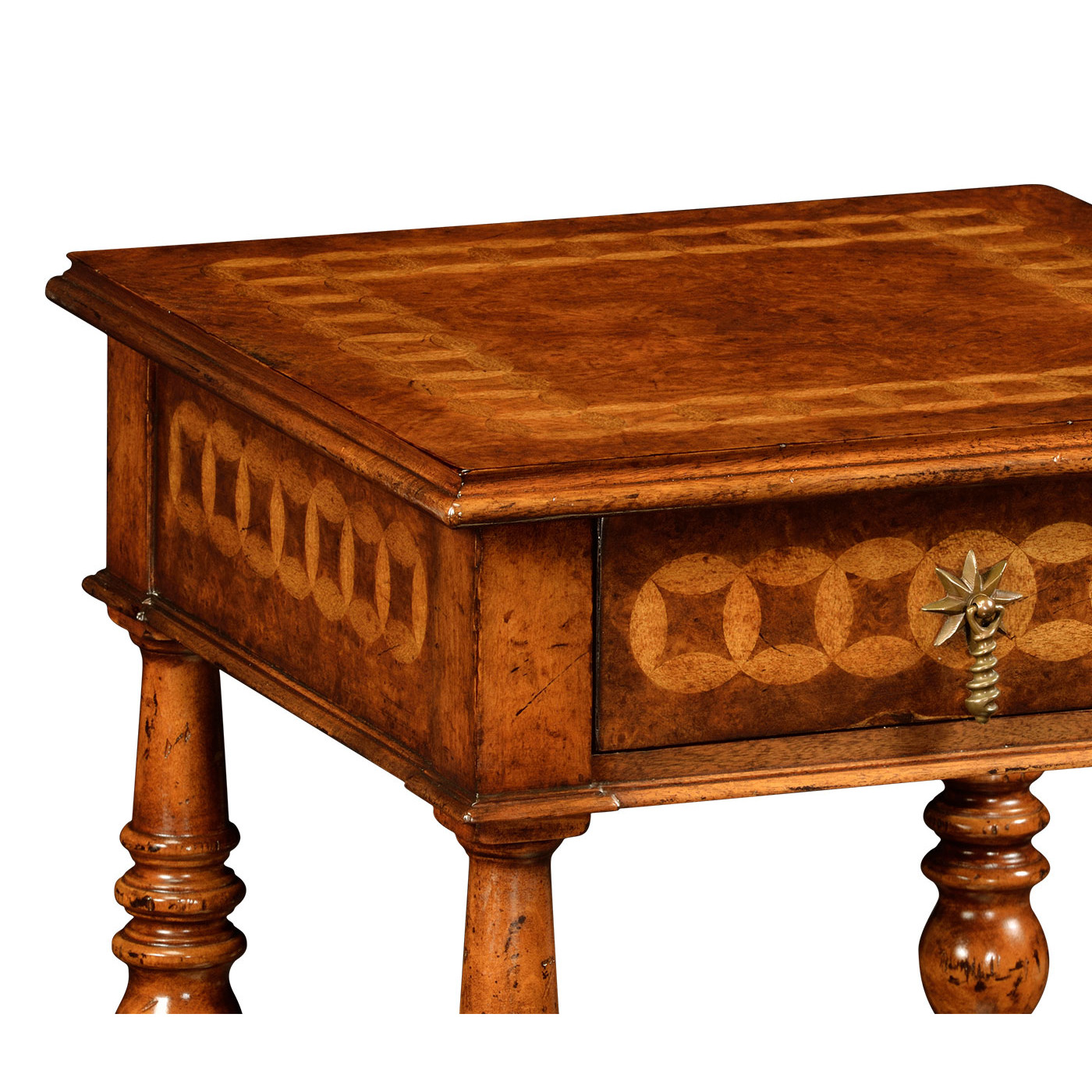 Rope twist walnut square side table (small)