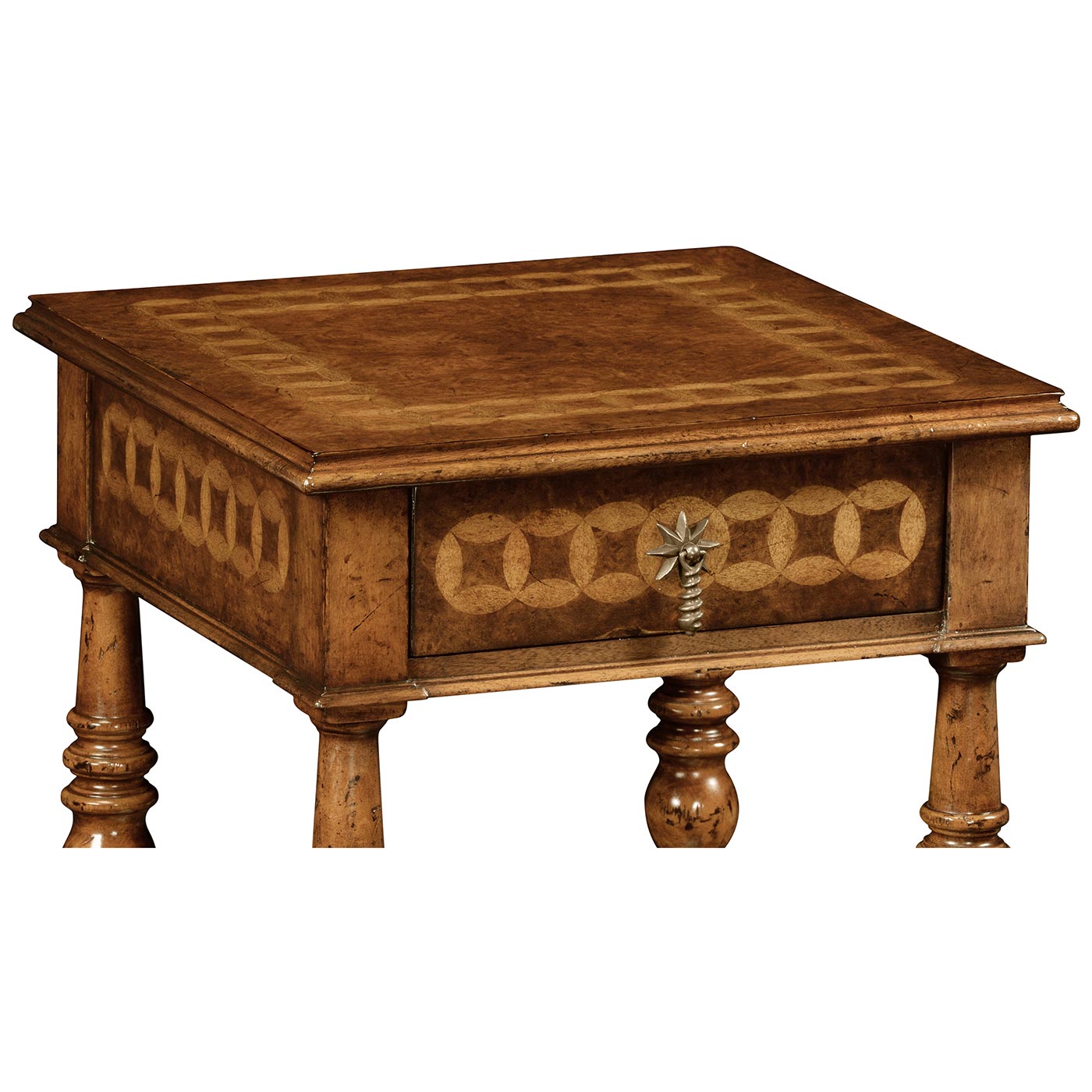 Rope twist walnut square side table (small)