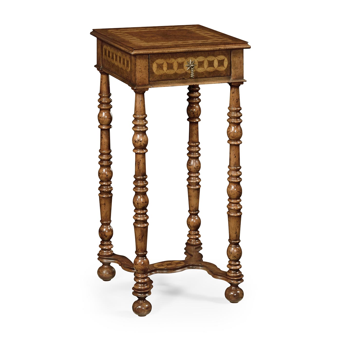 Rope twist walnut square side table (small)
