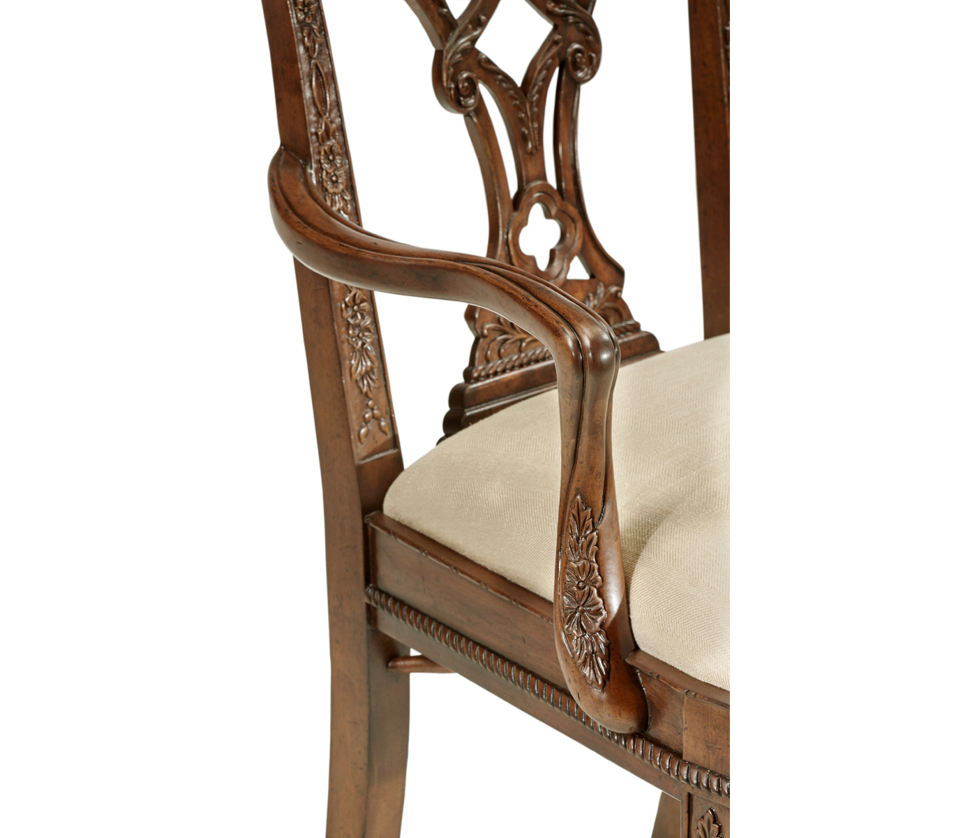 Chippendale Rococo Quatrefoil Arm Chair