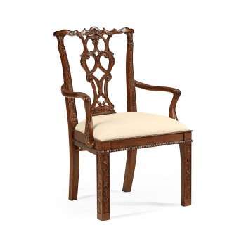 Chippendale Rococo Quatrefoil Arm Chair