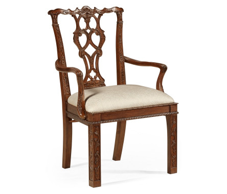 Chippendale Rococo Quatrefoil Arm Chair