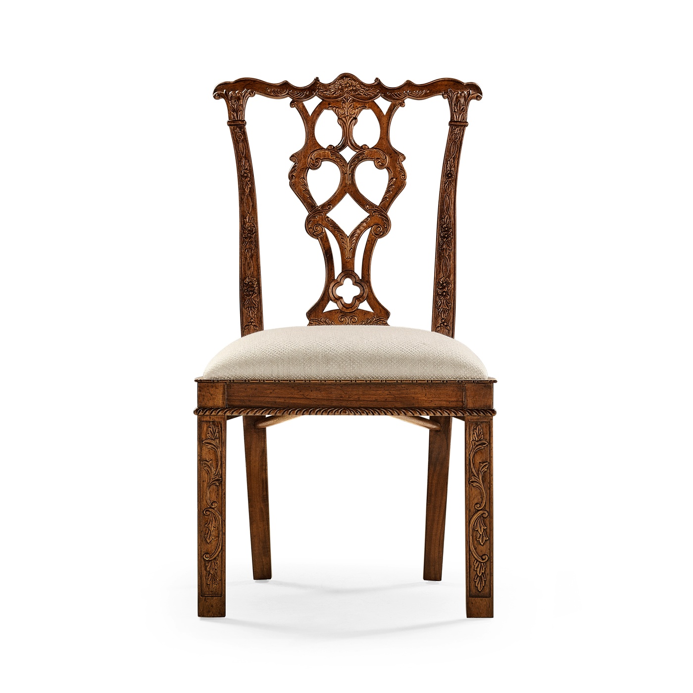 Chippendale Rococo Quatrefoil Side Chair