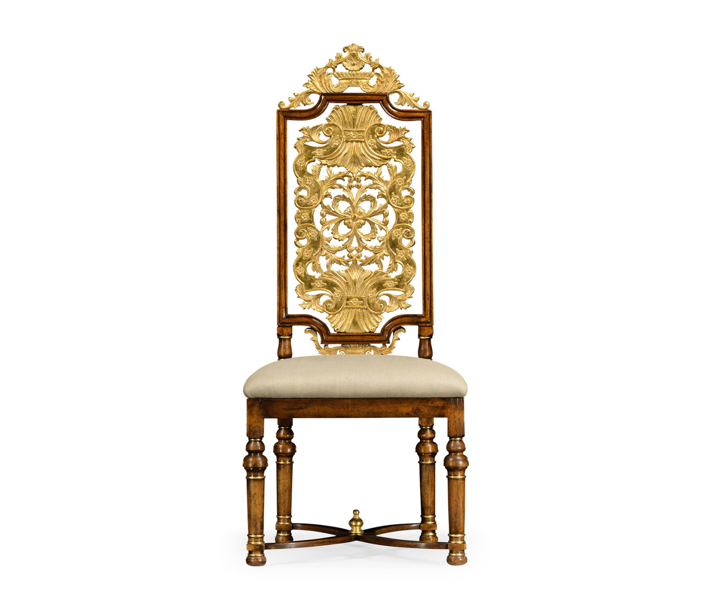 Jacobean Style Gilt Walnut Side Chair