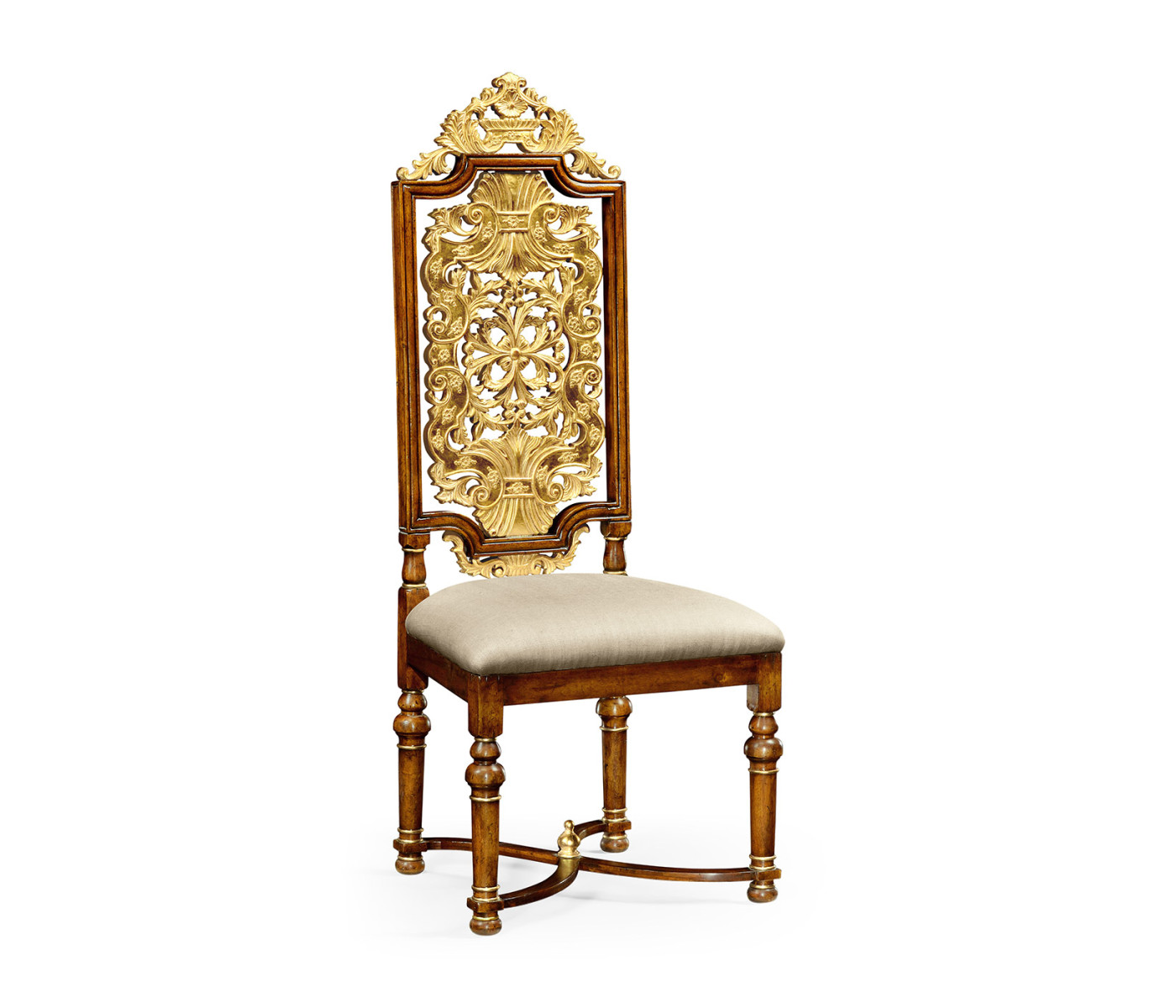 Jacobean Style Gilt Walnut Side Chair