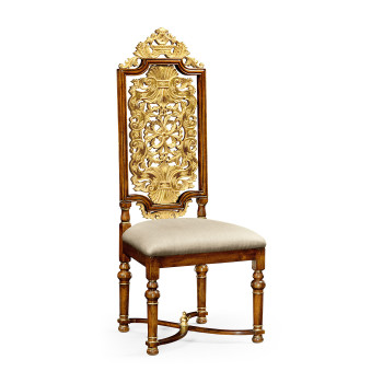 Jacobean Style Gilt Walnut Side Chair