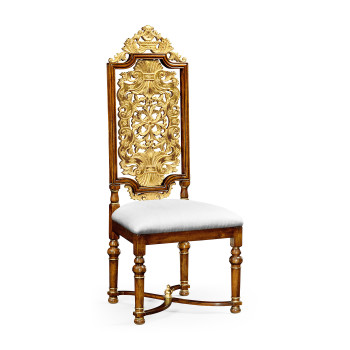 Jacobean Style Gilt Walnut Side Chair