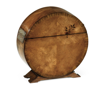 Circular Light Walnut & Floral Inlay Placemat Box