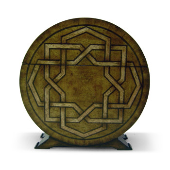 Marquetry Veneer Round Placemat Box