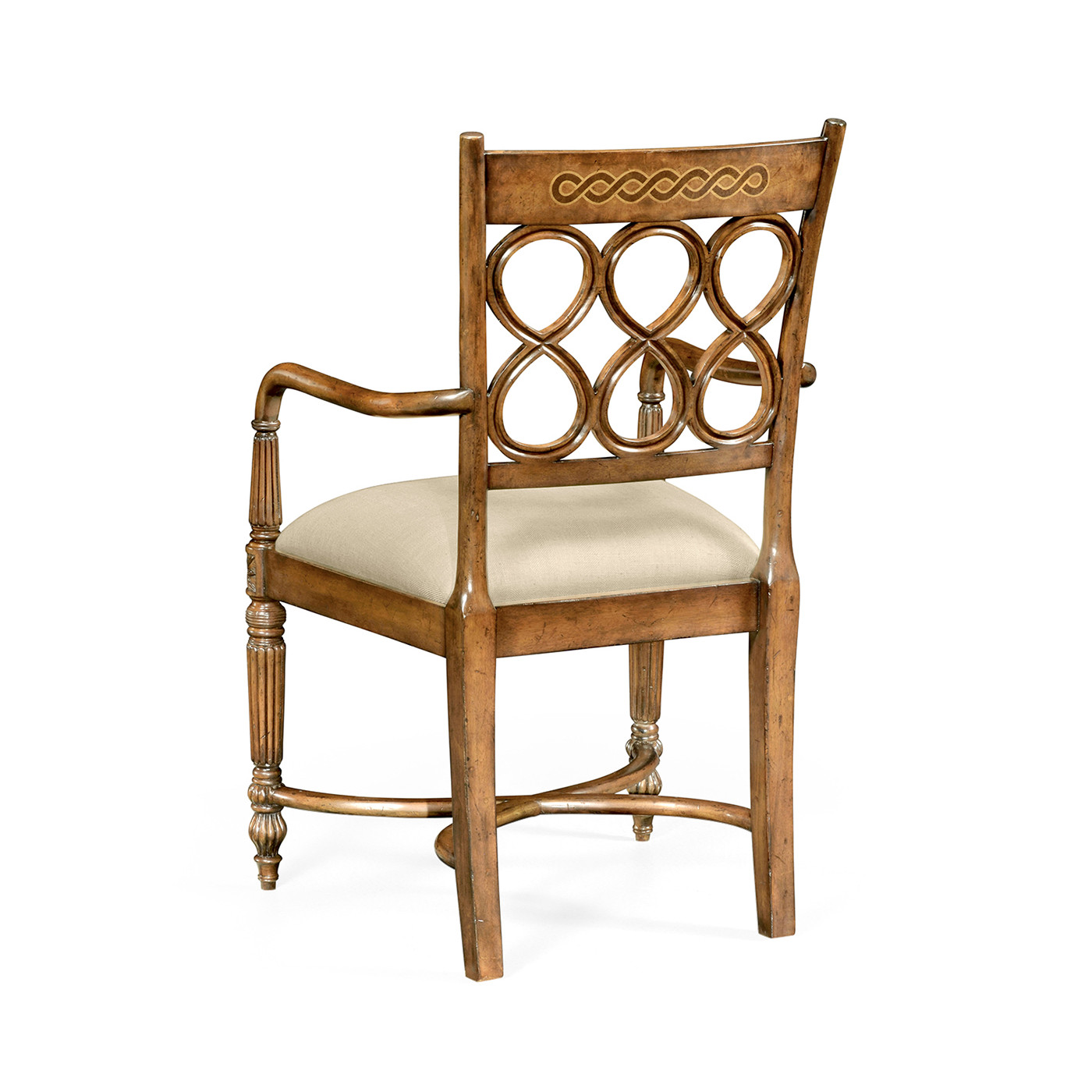 Rope twist veneer open back chair (Arm)