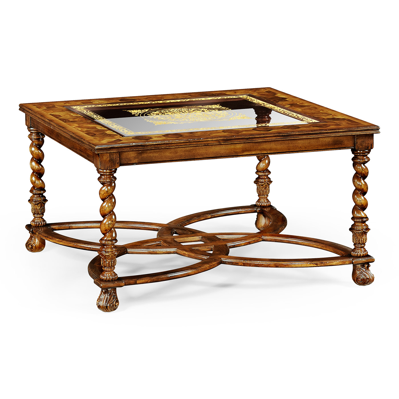 Square oyster & églomisé coffee table (40