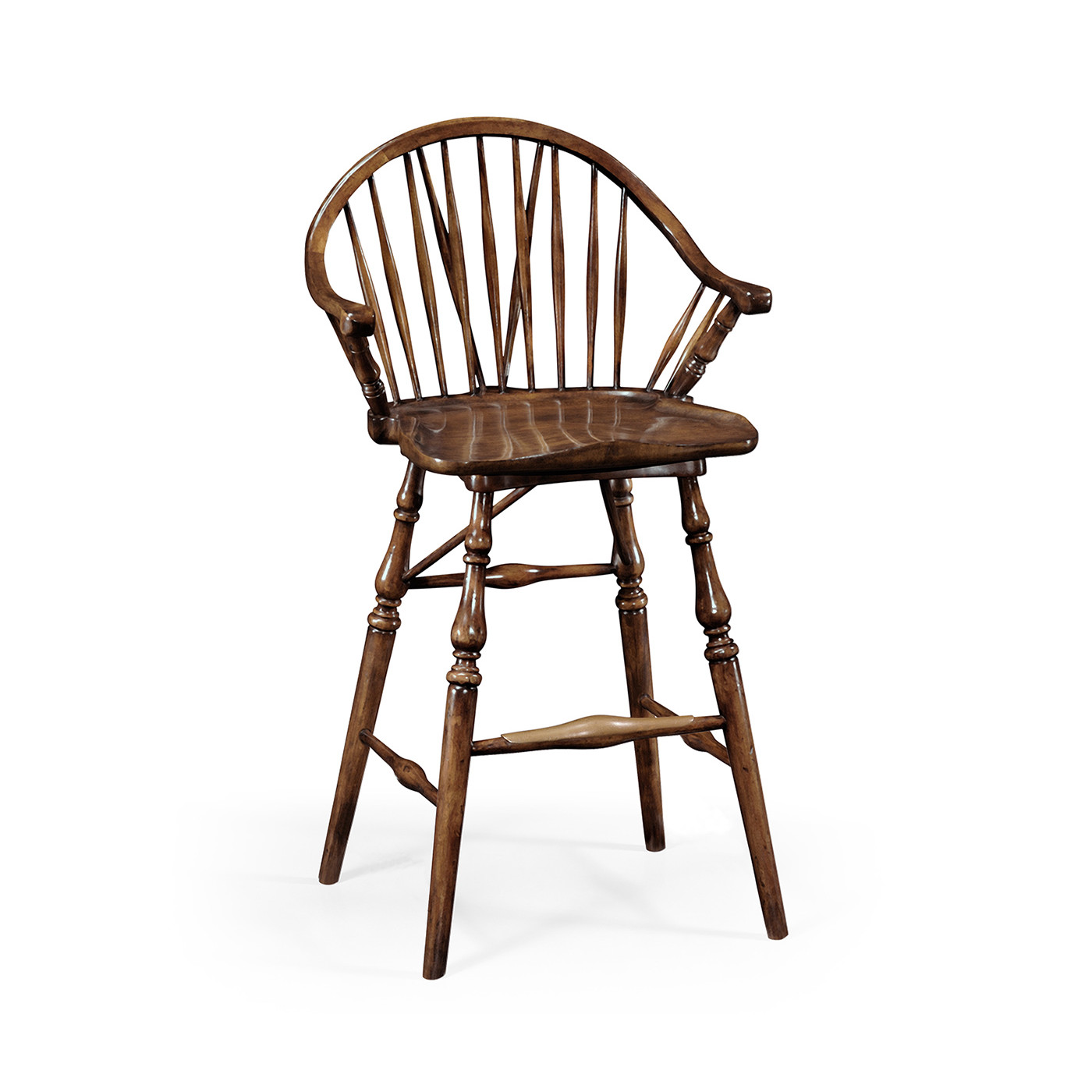 Windsor Style Dark Oak Arm Chair Bar Stool