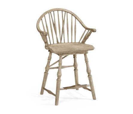 Windsor Style Grey Oak Arm Chair Counter Stool