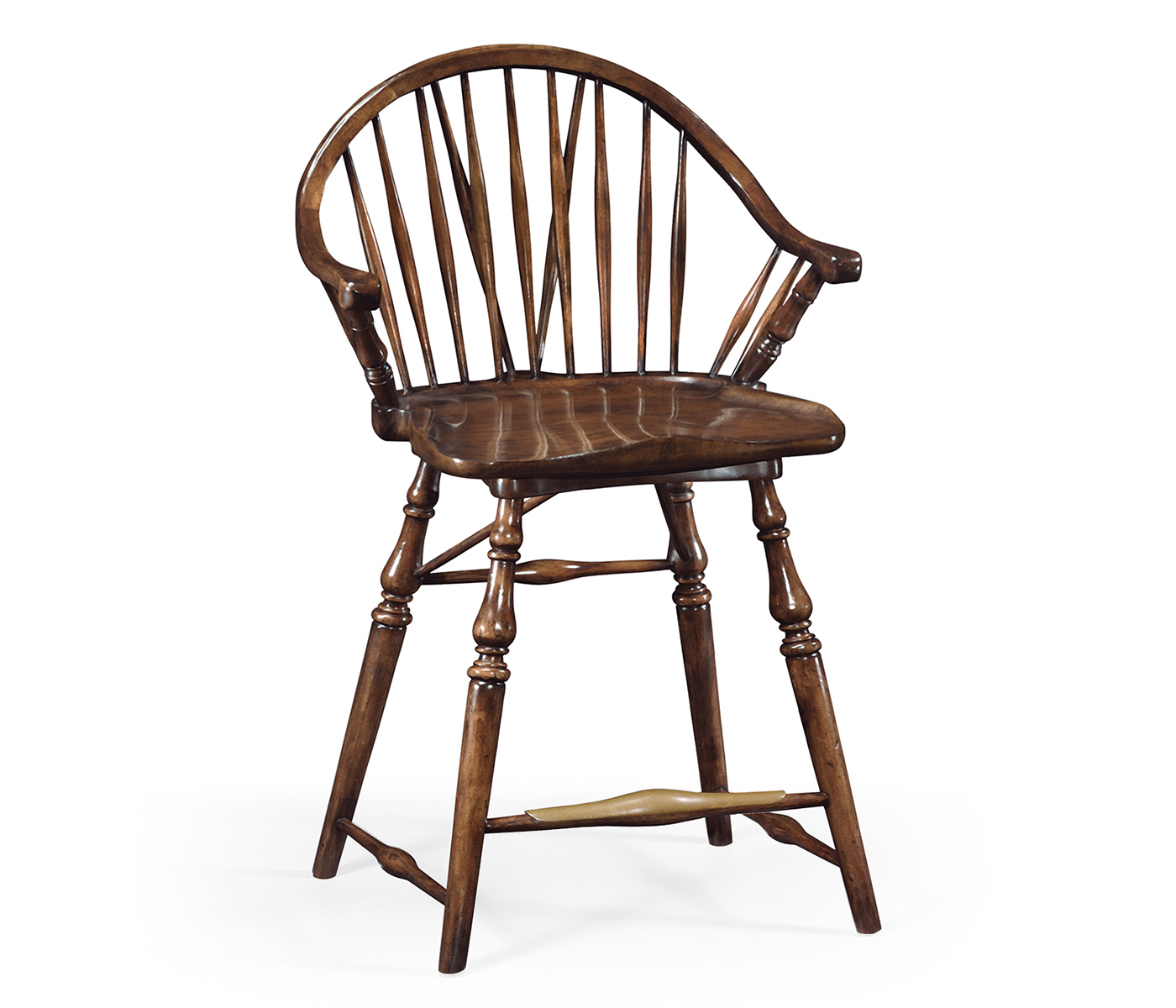 Windsor Style Dark Oak Arm Chair Counter Stool