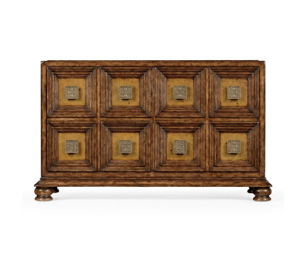 Distressed walnut 2-door cupboard (Square brass handles)