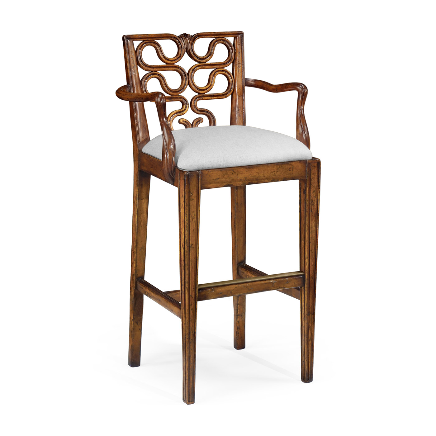 Serpentine Back Bar Stool Arm Chair