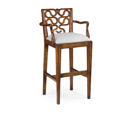 Serpentine Back Bar Stool Arm Chair