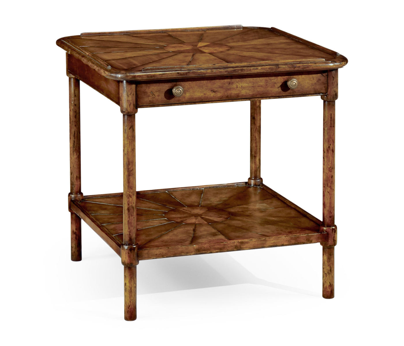 Rustic walnut two-tier table