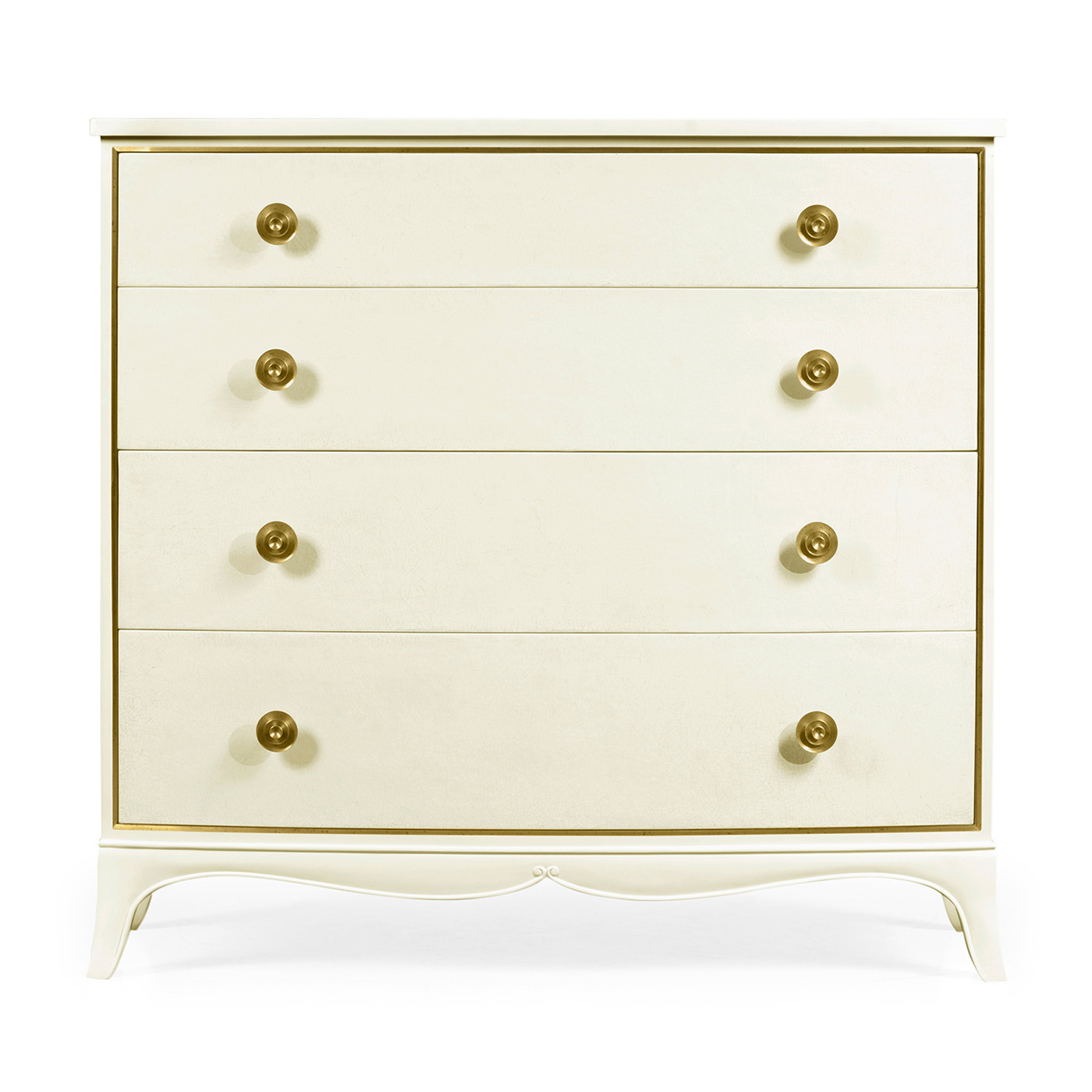 Ivory & Crackle Ceramic Lacquered Chest of Four Drawers