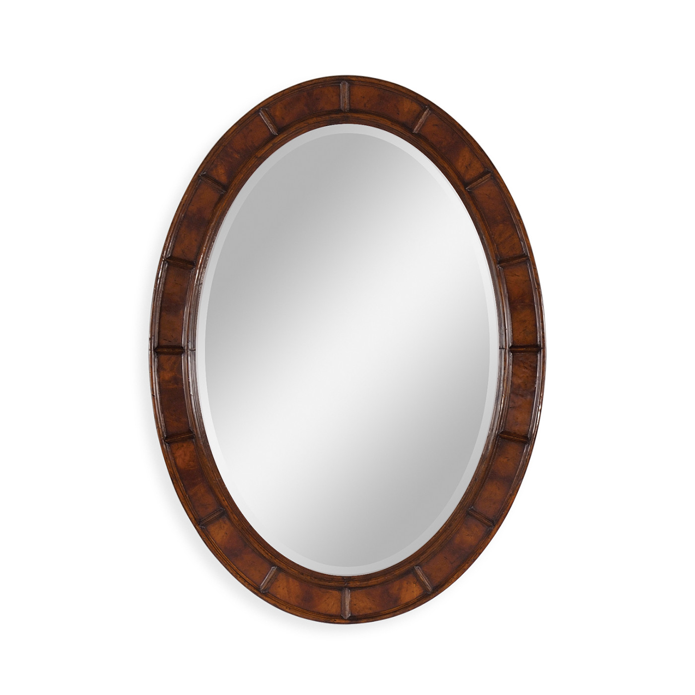 Crotch Mahogany Veneered Oval Panelled Mirror