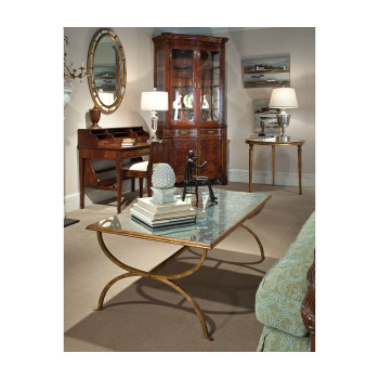 Oval antique gold mirror (Églomisé)