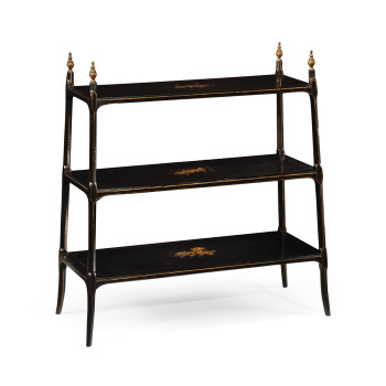 Regency Style Black Three-Tier Étagère (Large)