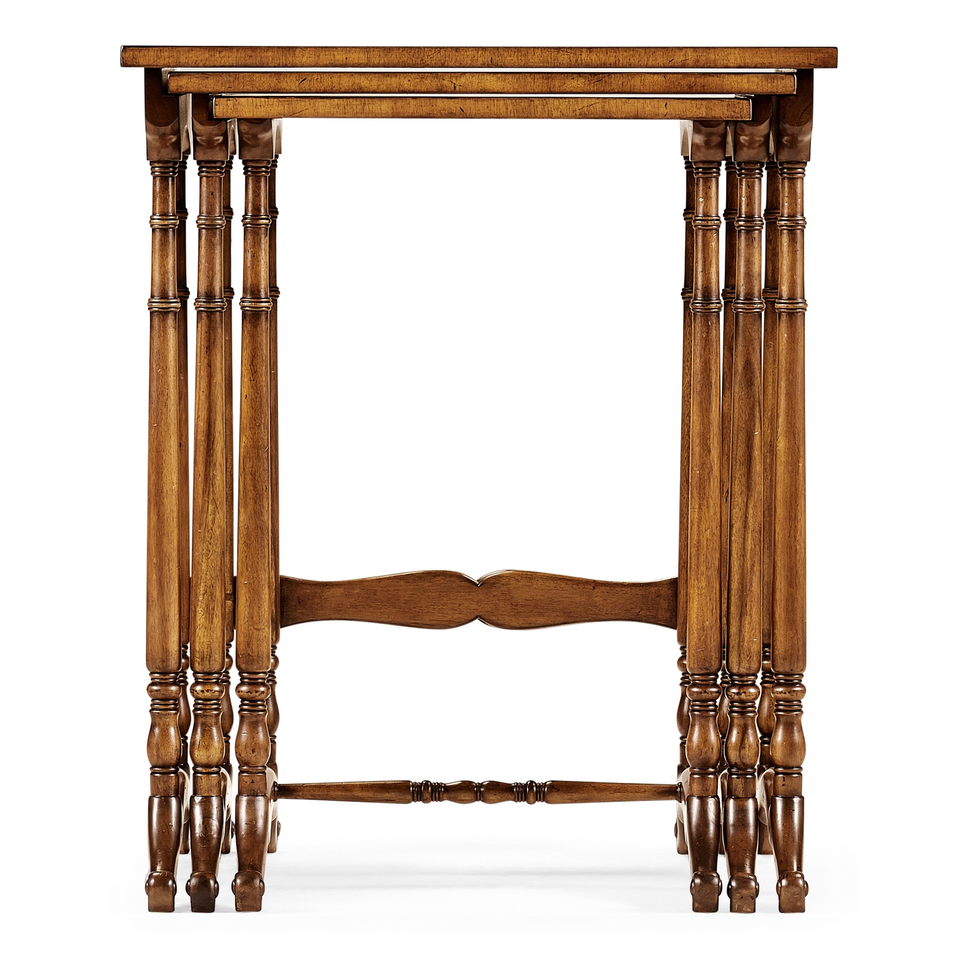Satinwood nest of three tables