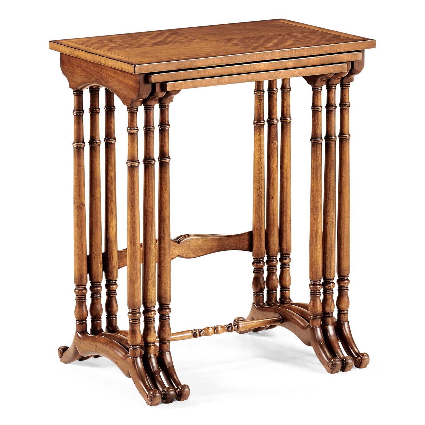 Satinwood nest of three tables