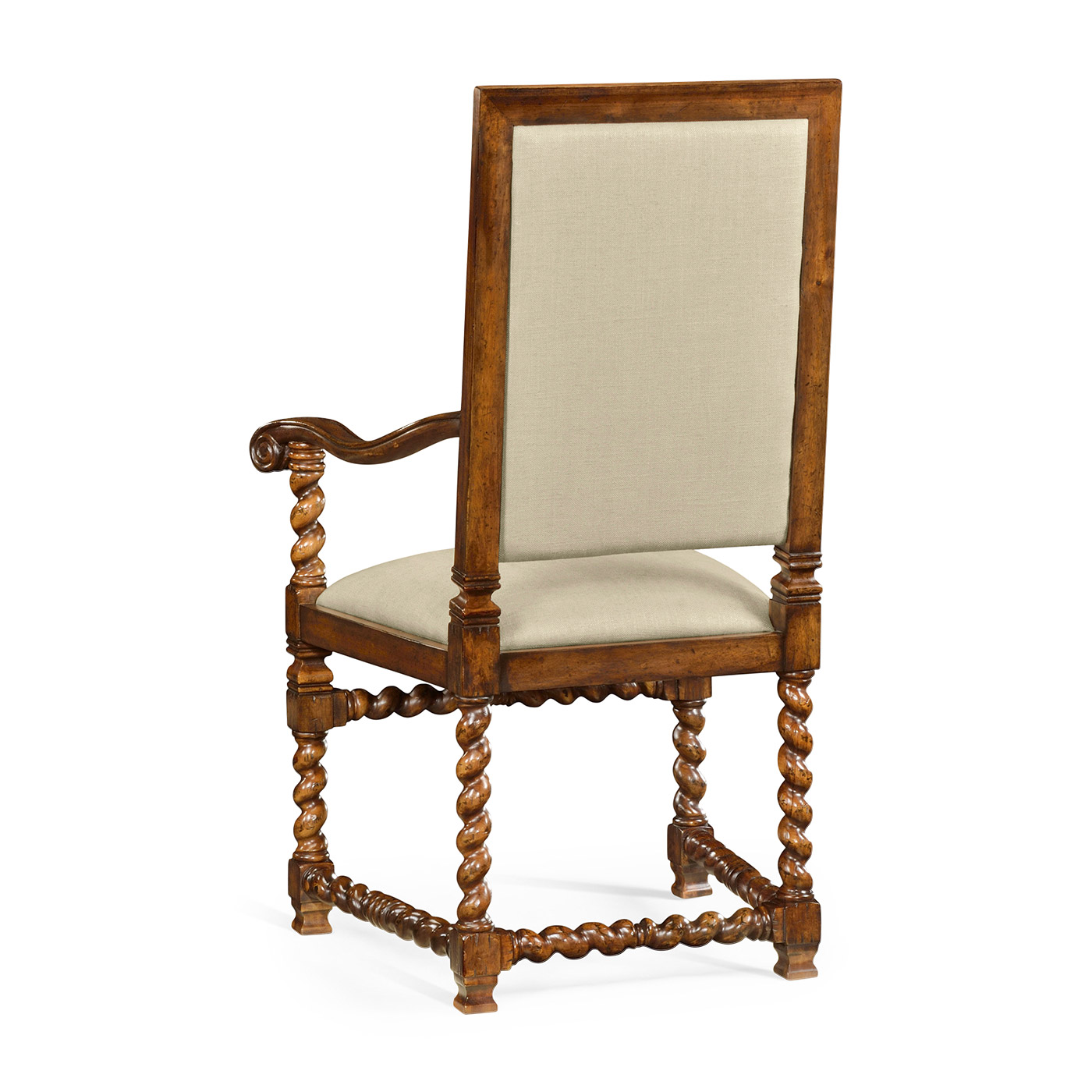Carolean Style Arm Chair with Upholstered Back