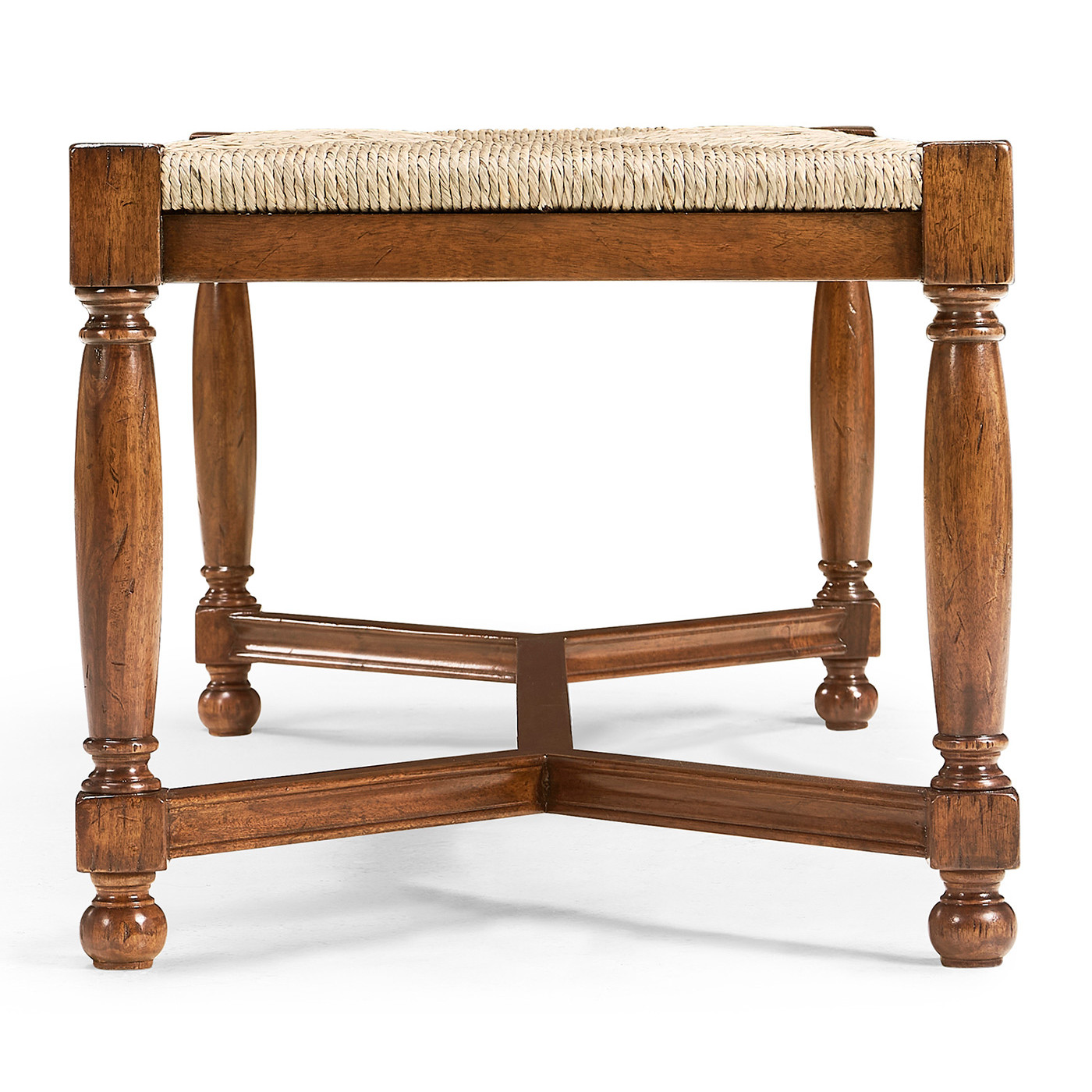 Two Seat Stool with Rushed Seat