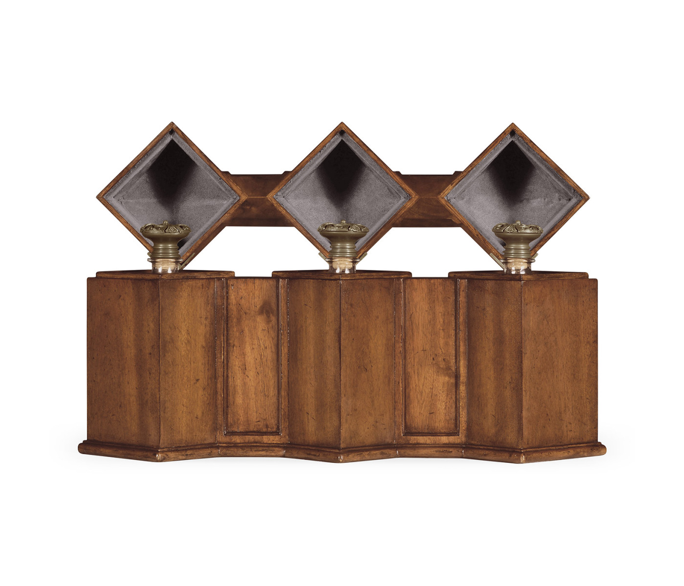 Triple Glass Decanters Set in Conjoined Square Cases