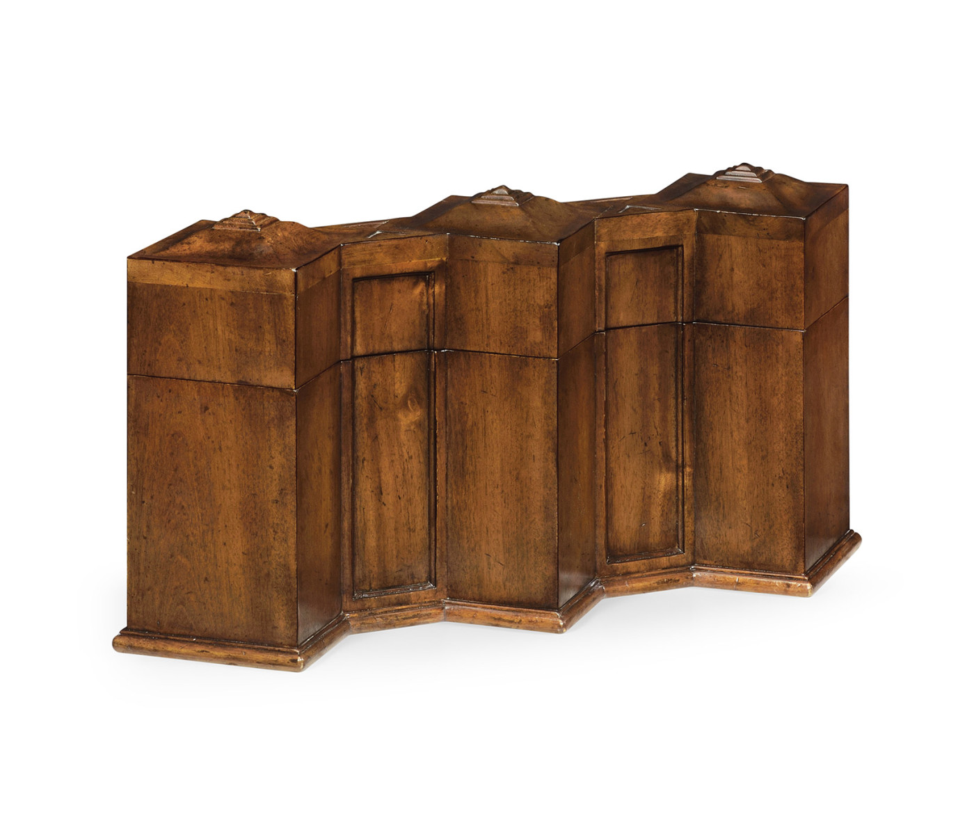 Triple Glass Decanters Set in Conjoined Square Cases