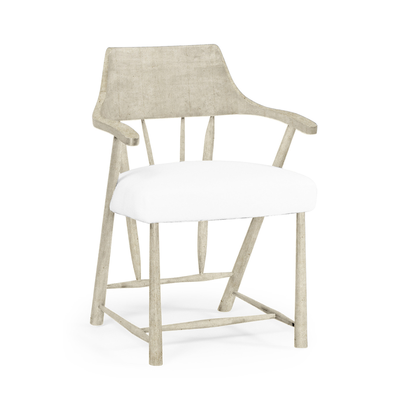 Casual Whitewash Driftwood Captains Chair