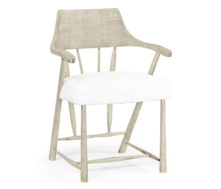Casual Whitewash Driftwood Captains Chair