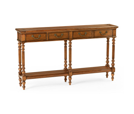 Narrow Walnut Console Antique Finish