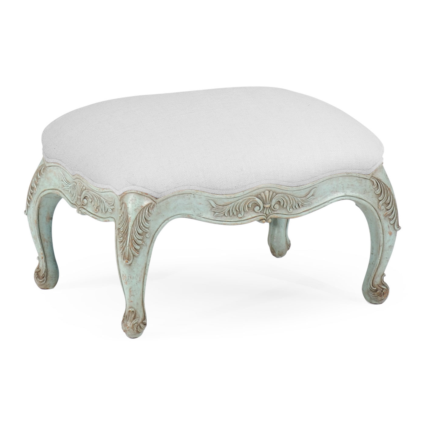 Small French Provincial Pale Green Footstool