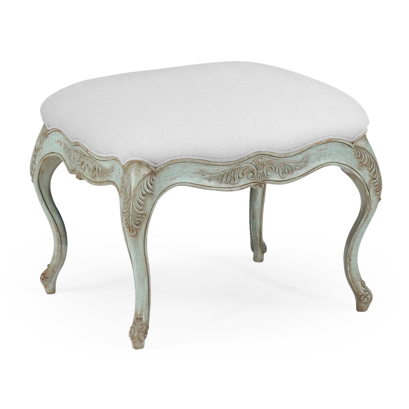 Large French Provincial Pale Green Footstool