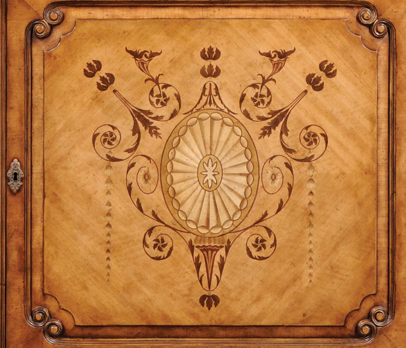 Satinwood Glazed Corner Cabinet