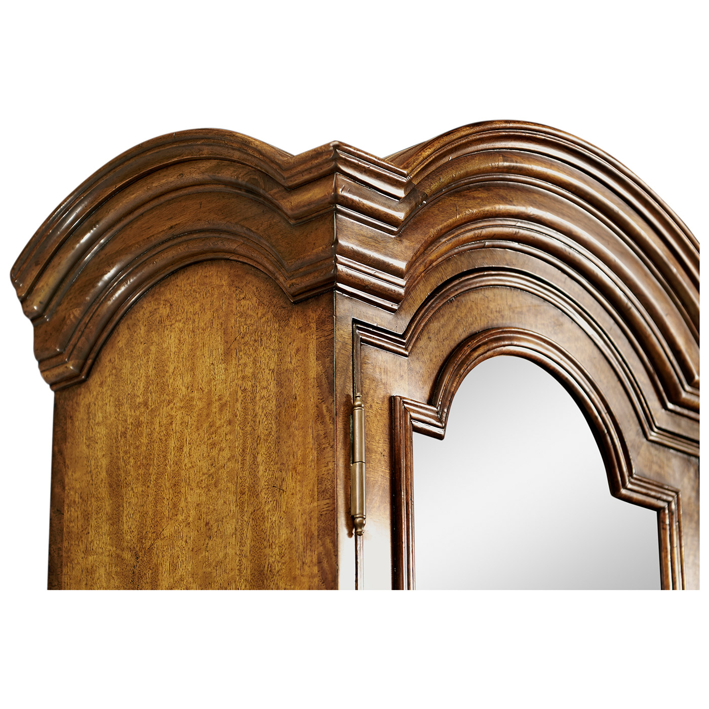 Queen Anne Light Walnut Bureau Cabinet with Glass Doors