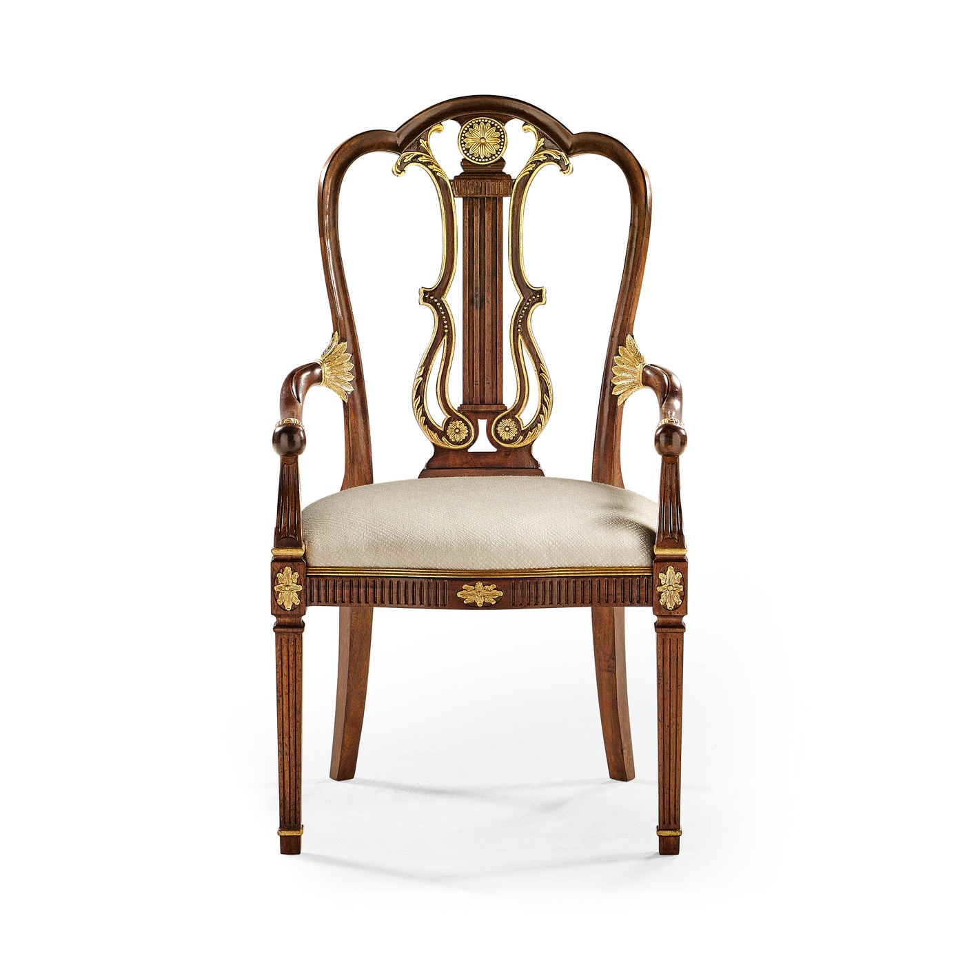 Buckingham Gilded Lyre Back Arm Chair